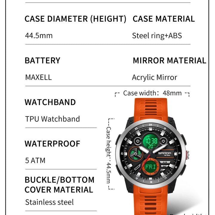 SANDA Men Sport Wristwatc